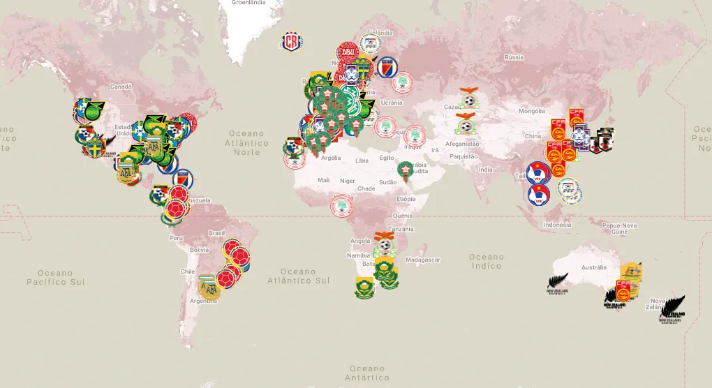Um mapa interativo com as 736 convocadas &agrave; Copa do Mundo Feminina