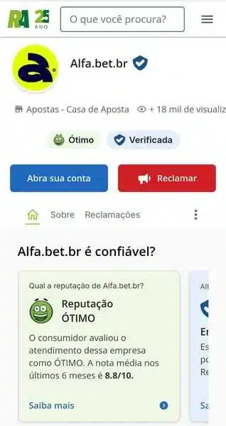 Captura de tela da p&aacute;gina da Alfabet no Reclame Aqui Brasil