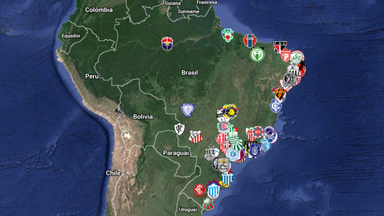 Viaje neste mapa com todos os clubes da história do Brasileirão - e das